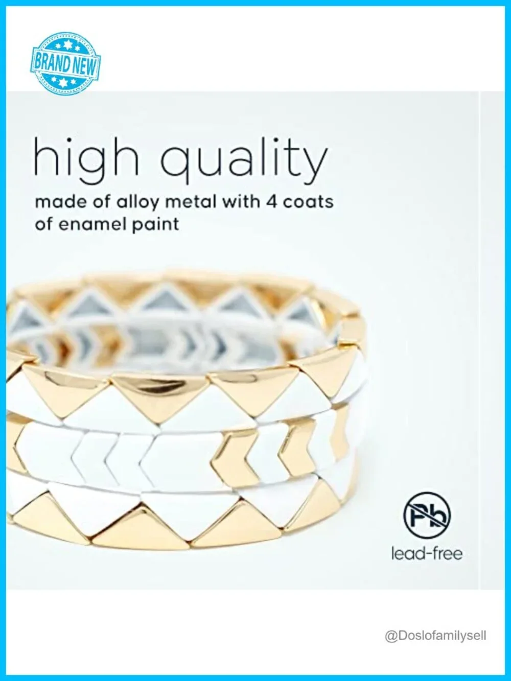 Tile Bead Stackable Bracelet, Enamel Bangle, Gold Bracelet, Women's